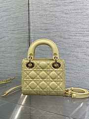 Dior Mini Lady Bag Yellow Lambskin 17cm - 3
