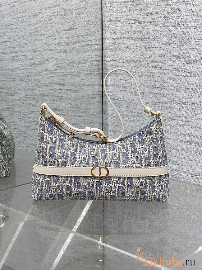 Dior 30 Montaigne Mini Hobo Shoulder Bag Blue Chambray 24x14x6.5cm - 1