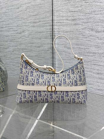 Dior 30 Montaigne Mini Hobo Shoulder Bag Blue Chambray 24x14x6.5cm