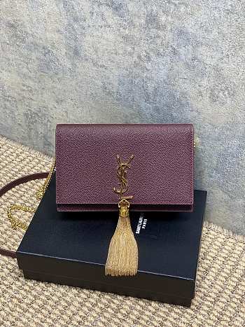 YSL Kate Bag Red Wine Calfskin 19x12.5x4cm