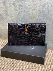 YSL Uptown Pouch In Crocodile Black Gold 27x16x2cm - 1