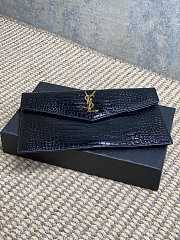 YSL Uptown Pouch In Crocodile Black Gold 27x16x2cm - 4