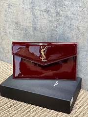 YSL Uptown Medium Leather Clutch Red Patent 27x16x2cm - 1