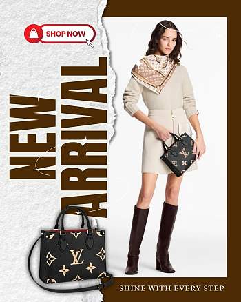 Louis Vuitton LV Onthego PM Black Beige 25cm