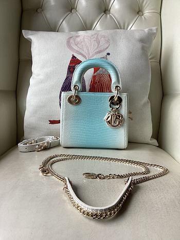Dior Mini Lady Bag Lizard Blue White 17cm