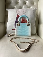 Dior Mini Lady Bag Lizard Blue White 17cm - 5