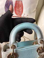 Dior Mini Lady Bag Lizard Blue White 17cm - 2