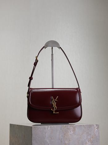 YSL Solferino Medium Box Red Wine Bag Gold 24.5x15x8.5cm
