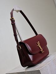 YSL Solferino Medium Box Red Wine Bag Gold 24.5x15x8.5cm - 5