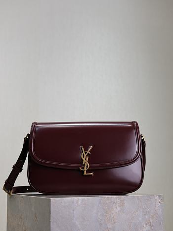 YSL Solferino Large Box Red Wine Bag Gold 29x18x4–9cm