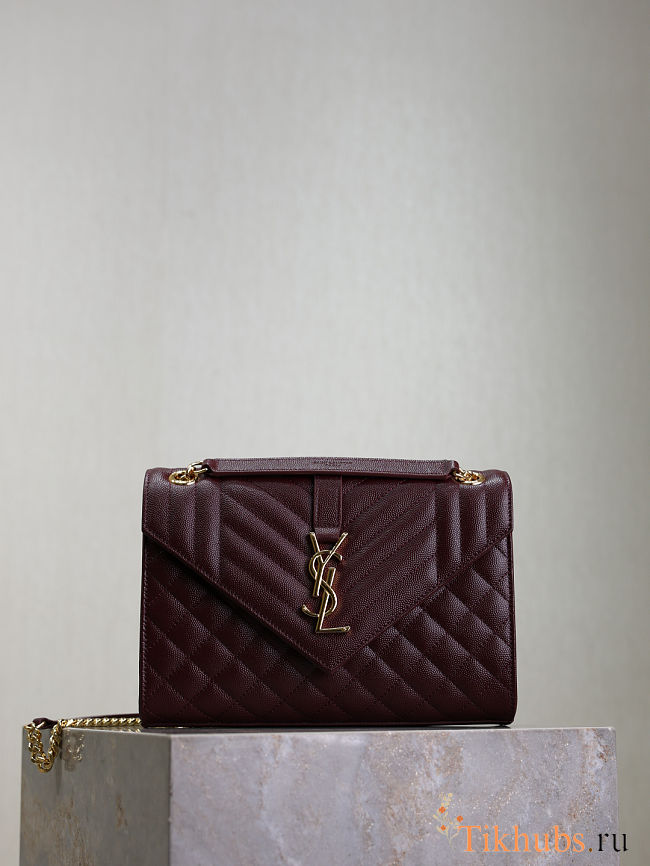 YSL Envelope Red Wine Gold 24x17x5cm - 1