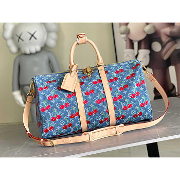 Louis Vuitton LV x TM Keepall 45 Cherry Denim 45x27x20cm