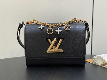 Louis Vuitton LV Twist MM Black Epi 23x17x9.5cm