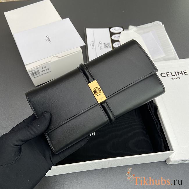 Celine Wallet 16 Satinated Calfskin Black 19x10x4cm - 1