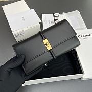 Celine Wallet 16 Satinated Calfskin Black 19x10x4cm - 1
