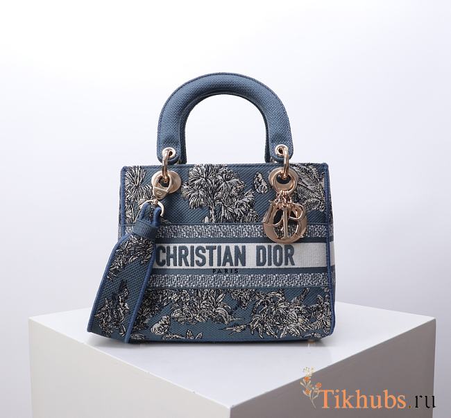 Dior Dioriviera Lady D-Lite Bag Celestial Blue White 24x11x20cm - 1