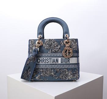 Dior Dioriviera Lady D-Lite Bag Celestial Blue White 24x11x20cm
