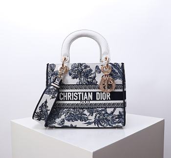 Dior Dioriviera Medium Lady D-Lite Bag White Blue 24x11x20cm