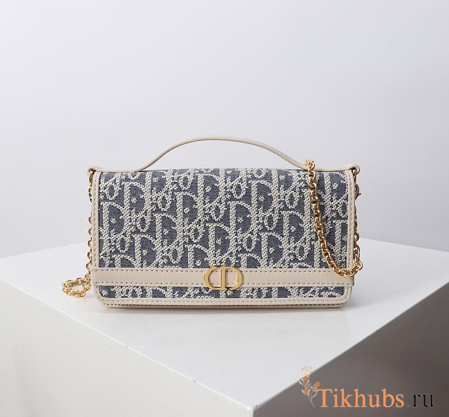 Dior 30 Montaigne Cigale Pouch with Chain Blue 20.5x11x5cm - 1