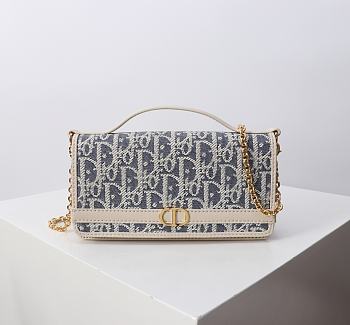 Dior 30 Montaigne Cigale Pouch with Chain Blue 20.5x11x5cm