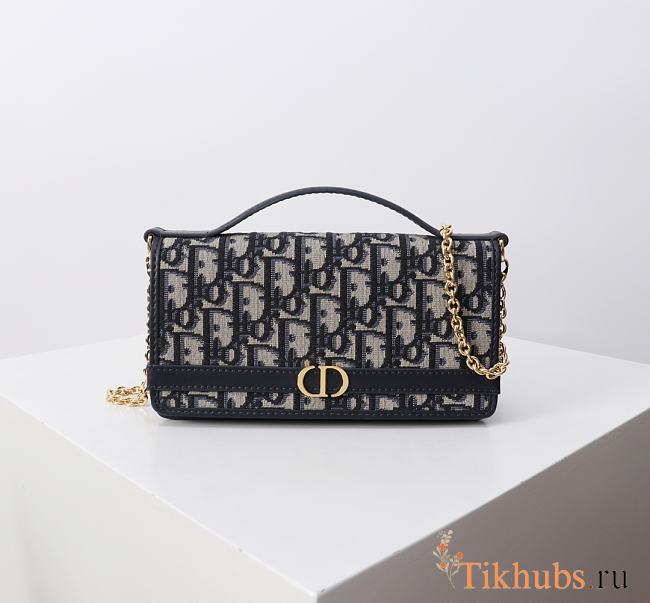 Dior 30 Montaigne Cigale Pouch with Chain Blue Oblique 20.5x11x5cm - 1