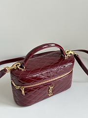 YSL Gaby Mini Vanity Bag Red Wine Patent 18x11x6.5cm - 4