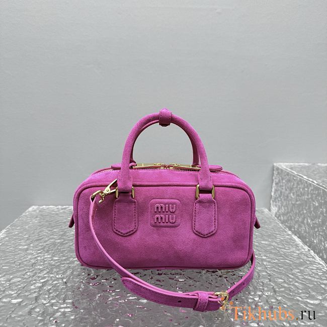 Miu Miu Arcadie Bag Pink Suede 22x10.5x7.5cm - 1