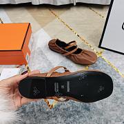 Hermes Jolly Ballet Brown Flats - 5