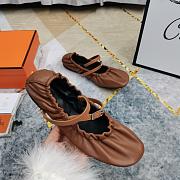 Hermes Jolly Ballet Brown Flats - 3