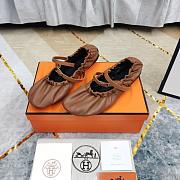 Hermes Jolly Ballet Brown Flats - 2