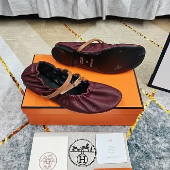 Hermes Jolly Ballet Red Wine Flats