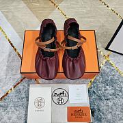 Hermes Jolly Ballet Red Wine Flats - 2