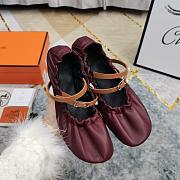 Hermes Jolly Ballet Red Wine Flats - 4