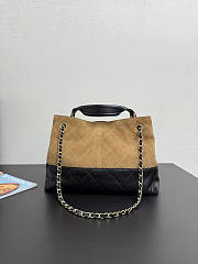 Chanel 25A Hobo Bag Tan Suede Black 35x24x12cm - 6
