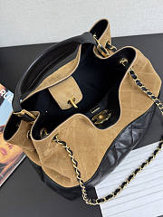 Chanel 25A Hobo Bag Tan Suede Black 35x24x12cm - 3