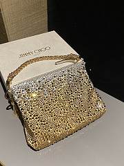 Jimmy Choo Callie Gold Satin Bag Crystals 24x20x3.5cm - 1