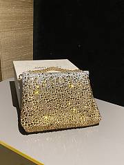 Jimmy Choo Callie Gold Satin Bag Crystals 24x20x3.5cm - 6