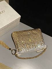 Jimmy Choo Callie Gold Satin Bag Crystals 24x20x3.5cm - 2