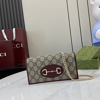 Gucci Horsebit 1955 Wallet On Chain Red Beige 19x10x4cm