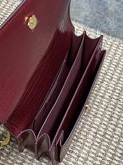 YSL Sunset Bag Red Wine Crocodile Gold 22x16x8cm - 6
