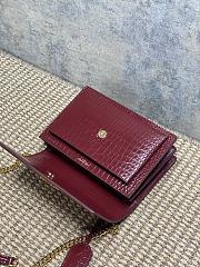 YSL Sunset Bag Red Wine Crocodile Gold 22x16x8cm - 3