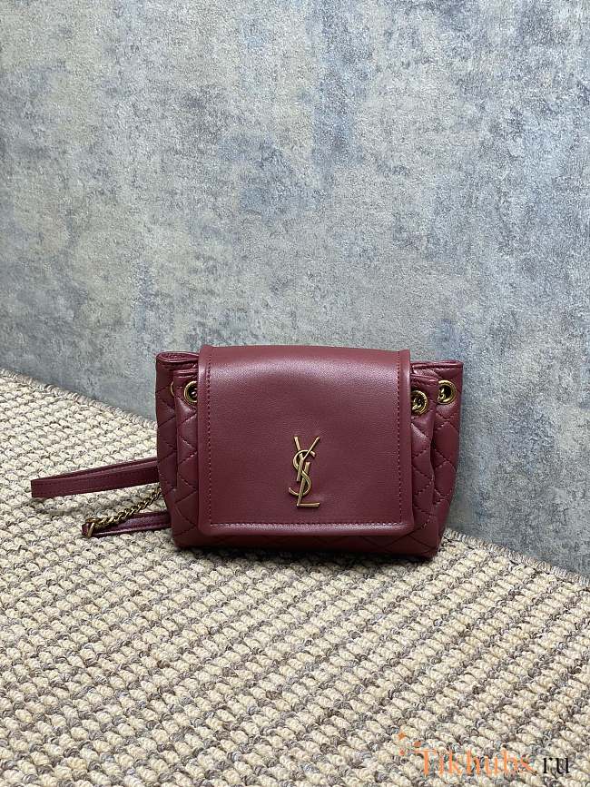 YSL Mini Nolita In Lambskin Red Wine 18x13x6cm - 1