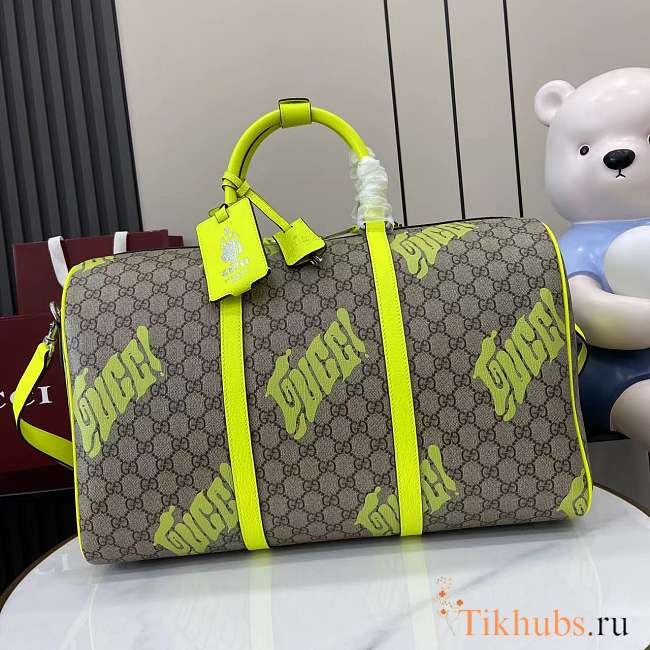 Gucci Medium Duffle Bag Print Beige Green 44x29x23cm - 1
