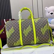 Gucci Medium Duffle Bag Print Beige Green 44x29x23cm - 4