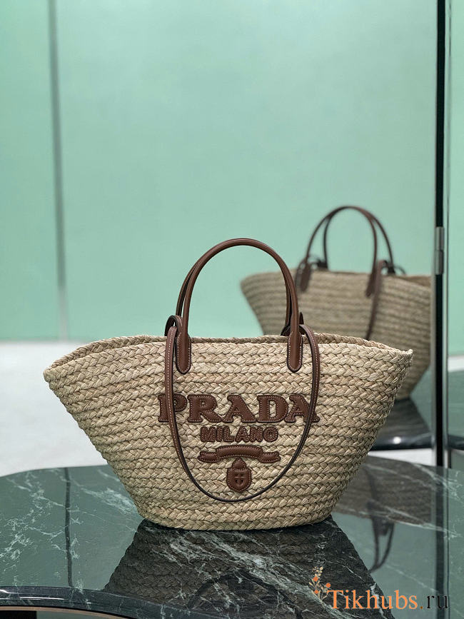 Prada Large Raffia Leather Shopping Bag 56x27x28cm - 1