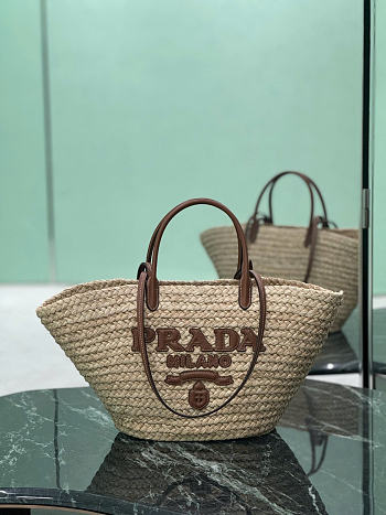 Prada Large Raffia Leather Shopping Bag 56x27x28cm