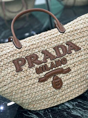 Prada Large Raffia Leather Shopping Bag 56x27x28cm - 2