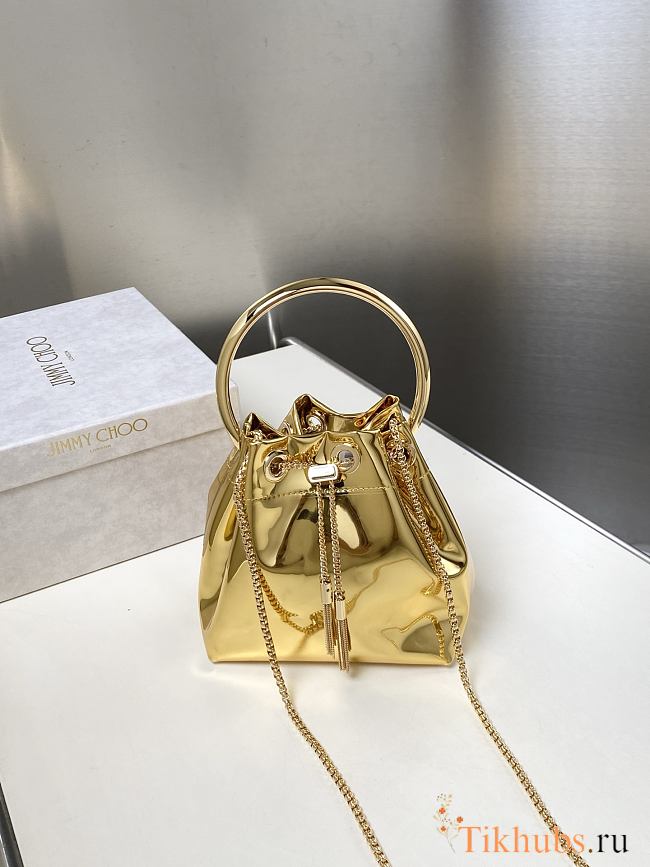 Jimmy Choo Bon Bon Gold Mirror Fabric Mini Bag 14x15x9.5cm - 1