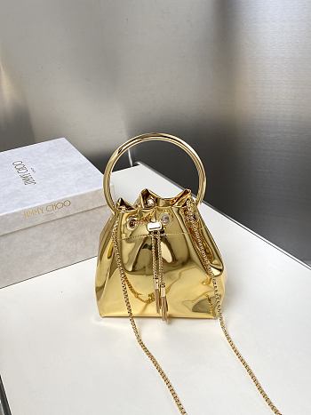 Jimmy Choo Bon Bon Gold Mirror Fabric Mini Bag 14x15x9.5cm