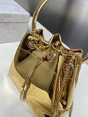 Jimmy Choo Bon Bon Gold Mirror Fabric Mini Bag 14x15x9.5cm - 5